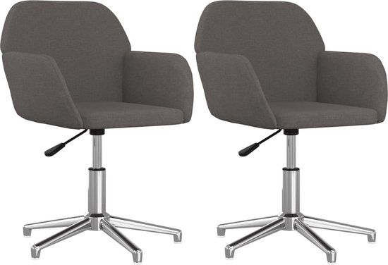 vidaXL Eetkamerstoelen draaibaar 2 stuks stof donkergrijs