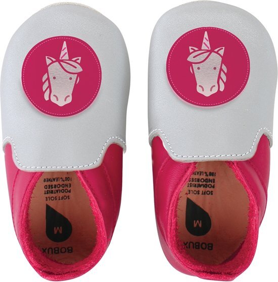 Bobux babyslofjes silver fuchsia unicorn loafer - maat 18