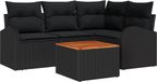 vidaXL Banc de jardin 5 pièces Noir Polyrotin