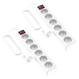 Garza 420024 meervoudige sokkel, wit, 6 stopcontacten, 2-delige set