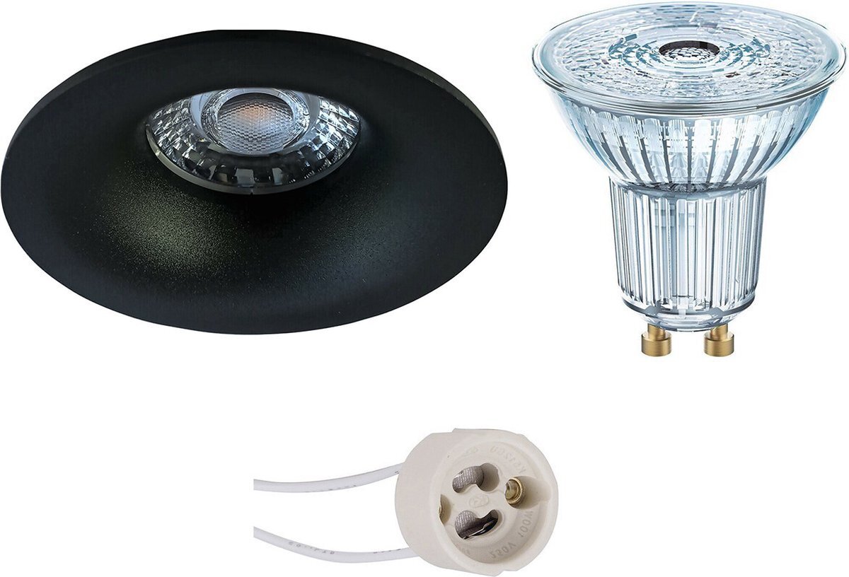 Qualu LED Spot Set - OSRAM Parathom PAR16 940 36D - Proma Nora Pro - GU10 Fitting - Dimbaar - Inbouw Rond - Mat Zwart - 3.7W - Natuurlijk Wit 4000K - Ø82mm