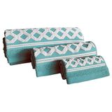 Badhanddoeken, Diamond Collection Turquoise Bath Towels - Set of 3