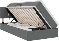 vidaXL - LED - opbergbed - met - matras - Donkergrijs - 90 - x - 200 - cm - Stof