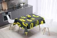 Bonamaison Tafelkleed, Anti-Mold, Sneldrogend, Waterdicht, 100% Polyester Tafellaken, Neon Geel, Rook, 140 x 140 Cm