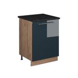 Vicco Wastafelkast Fame-Line, Donkerblauw hoogglans/Goudkleurig Eiken, 60 cm