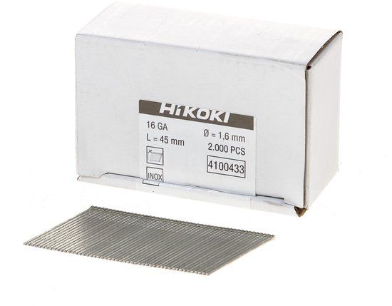 Hikoki Accessoires Combipower BV SPIJKERS AFWERK 16 GA SCHUIN 45 MM (2000) RVS