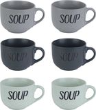 Cosy & Trendy Soepbekers/soepkommen - set 6x stuks - 11 x 8 cm - 510 ml - keramiek - mix kleuren - kommetjes