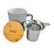 Nerthus FIH 1568 keramische mok 375 ml met roestvrij stalen infuser en bamboe deksel elegant design ideaal voor thee en infusies zeegroen