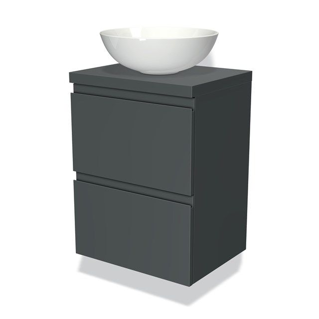 Maxaro Modulo Plato Slim Badkamermeubel - 50cm - Donkergrijs - 2 Lades - Greeploos