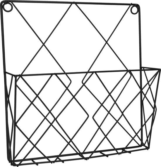 QUVIO Tijdschriftenhouder - Wandmontage - Metaal - Zwart