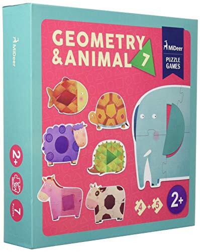 Andreu Toys MD3022 MI Hertengeometrie en dierenpuzzel, meerkleurig, 25 x 25 x 5 cm