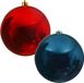 Decoris Kaemingk B.V. 2x stuks grote kerstballen van 20 cm glans van kunststof blauw en rood - Kerstversiering