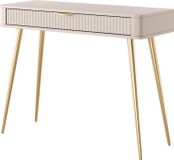 3E 3xE living.com Coiffeuse Beige, 100 x 38 x 78 cm, façades arrondies et cannelées