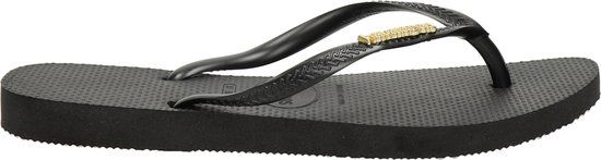 Havaianas Slim Logo Metallic Teenslippers - Zwart/Goud - Maat 37/38 - Dames