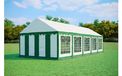 Ambitent Partytent 4x10 m STANDARD – PVC 500 g/m², brandvertragend, gegalvaniseerde stalen buizen Ø38 mm, tot 80 personen - Groen-wit