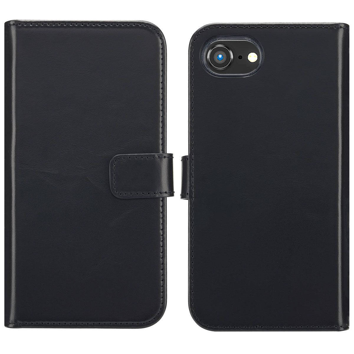 Selencia Echt Leren Bookcase Apple iPhone 17e / 16e - Zwart