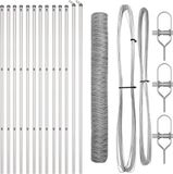 vidaXL Zeshoekig gaashek met grondbevestiging 25 x 1,4 m zilver mesh