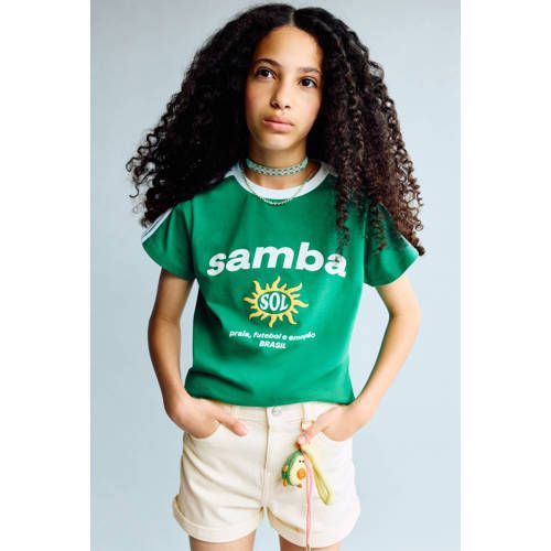 Mango Kids denim short lichtgeel