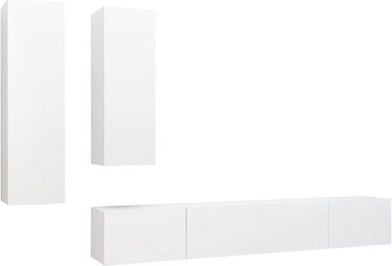 vidaXL 4-delige Tv-meubelset bewerkt hout wit
