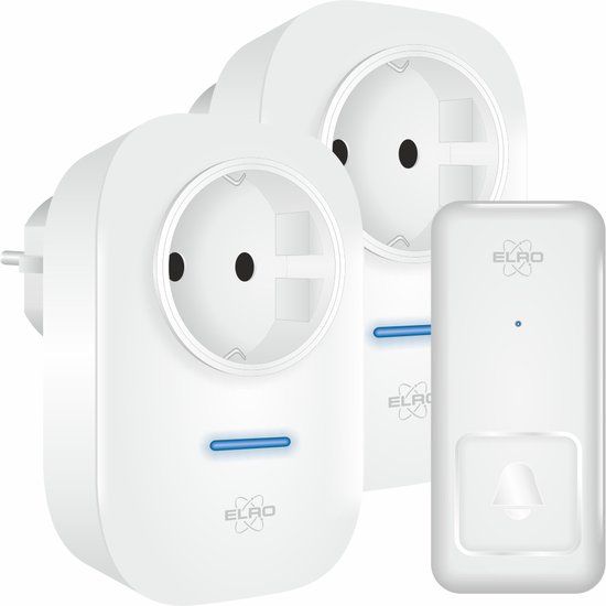 ELRO DB4000 Draadloze Kinetische Deurbel Set - Nederlandse Versie - met 2x Plug-in Ontvanger met Stopcontact - Geen Batterijen nodig