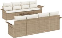 vidaXL Tuinbank Set 9-delig Beige Poly Rattan