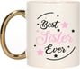 Bellatio Decorations Cadeau koffie/thee mok voor zus - roze met gouden oor - de best - 300 ml