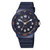 Q&Q VR18J012Y Herenhorloge - Analoog - Kunststof - Donkerblauw/Oranje