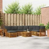 vidaXL Loungeset Hoek 8 zitplaatsen Acacia Hout Natuurlijk en Antraciet
