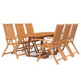 vidaXL 7-delige tuinset, massief acaciahout, 160-240 cm