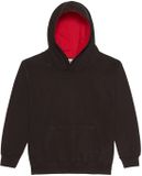 Just Hoods Kids' Varsity Hoodie JH003K - JET BLACK/FIRE RED - 7/8 (M)