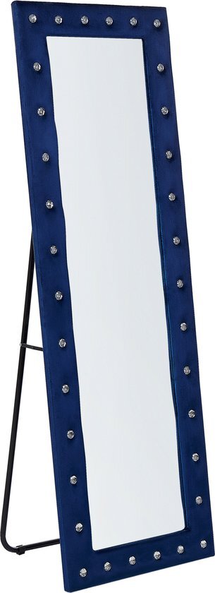 Beliani ansouis - staande spiegel-blauw-fluweel