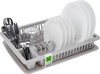 KADAX Kunststof afdruiprek met bestekmand, 46,5 x 37 x 8,3 cm, lichtgrijs