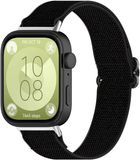By Qubix Qubix Elastische nylon band - Zwart - Geschikt voor Huawei Watch Fit 5 / 4 / 3