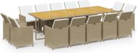 vidaXL 15-delige tuinset met kussens, polyrattan, beige