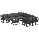 vidaXL Tuinbank - Set - 9 - st - Zwart - Staal