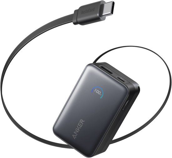 Anker Nano Powerbank - 10.000 mAh - 45W - Zwart - Met USB-C Kabel