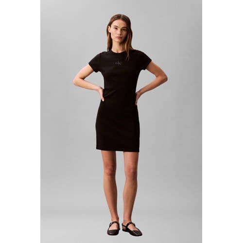 CALVIN KLEIN JEANS t-shirtjurk mini jurk zwart