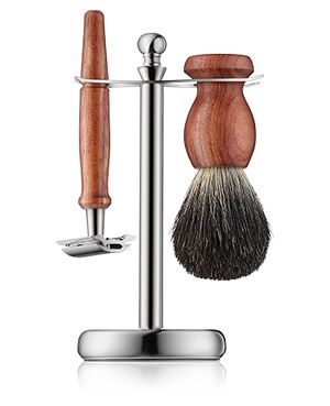 Golddachs Rozenhouten scheerset met dassenhaar & scheermes met dubbele rand