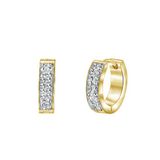 Lucardi Dames oorbellen goldplated wit kristal - Oorbellen - Cadeau - Staal - Goudkleurig