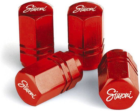 Simoni Racing Set ventielkapjes Exagonal - Rood