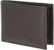 oxmox Leren portemonnee Leather RFID Protect Pocketbörse Freedom Fish Embossed Brown donkerbruin