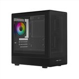 Noua Nexus PK200, compacte MicroATX gaming-behuizing, PWM ARGB, Micro Tower met USB 3.0, frontnet en zijkanten van gehard glas, zwart