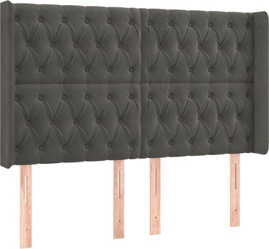 VidaXL Hoofdbord Donkergrijs 163x16x118/128 cm