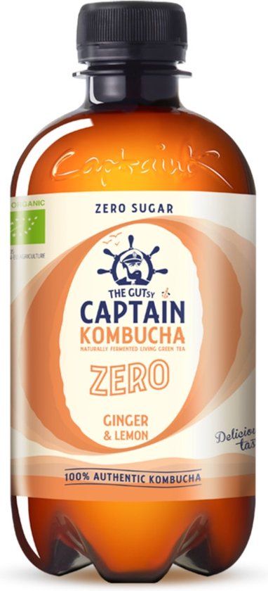 The GUTsy Captain Kombucha Zero Ginger & Lemon 400ml