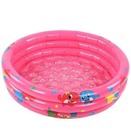 FOLOSAFENAR Opblaasbaar zwembad 3 Optioneel formaat Draagbaar zwembad voor peuters Ronde Baby Zwembad Outdoor waterspeelgoed Kinderzwembad voor achtertuin,Tuin en Pool Party (roze)(90cm)