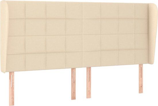 vidaXL Hoofdbord met randen 163x23x118/128 cm stof crèmekleurig