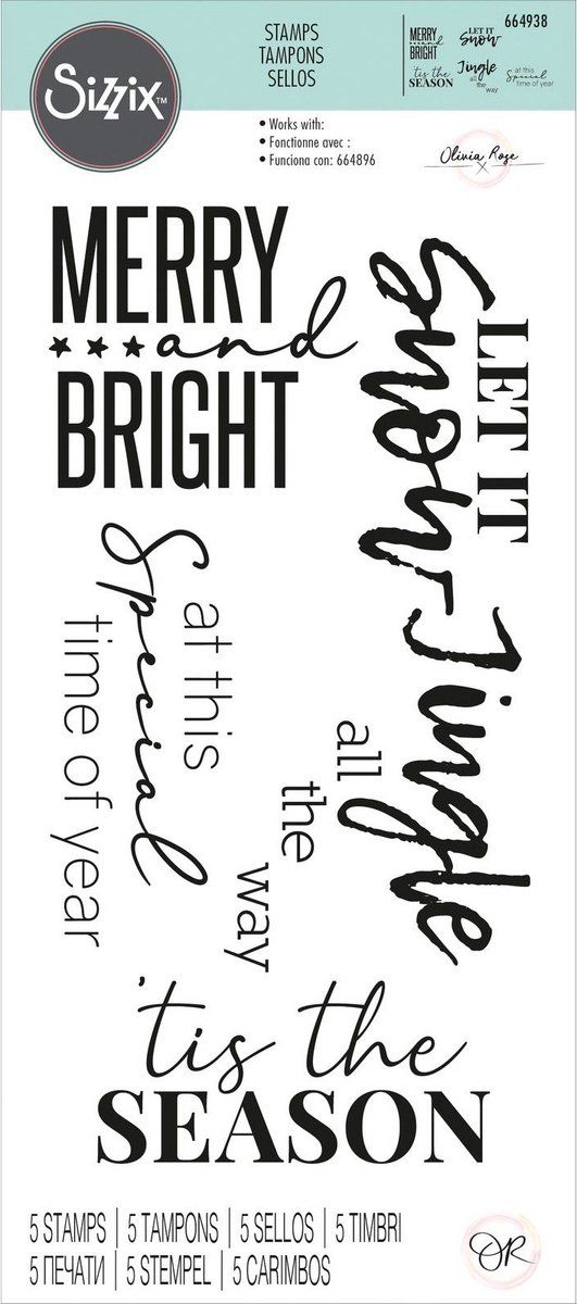 Sizzix Clear Stamps Set Festive Sentiments #2 - Transparent