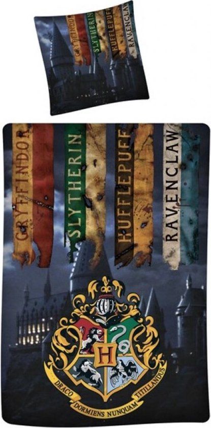 Harry Potter Dekbedovertrek Junior - 140 x 200 cm - Katoen - Blauw/Zwart