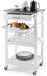 Chariot de cuisine avec plateau en acier inoxydable, tiroir et panier, dimensions 47x39x85 cm, couleur blanche