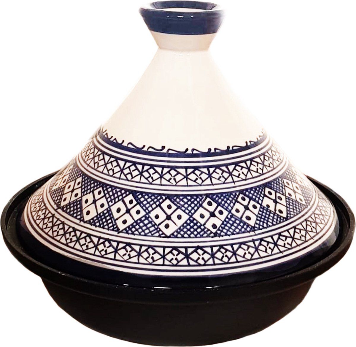 CUILINA Tajine Fes Ø30cm - Inductie - Handgemaakt kleurrijke keramiek - wit/blauw